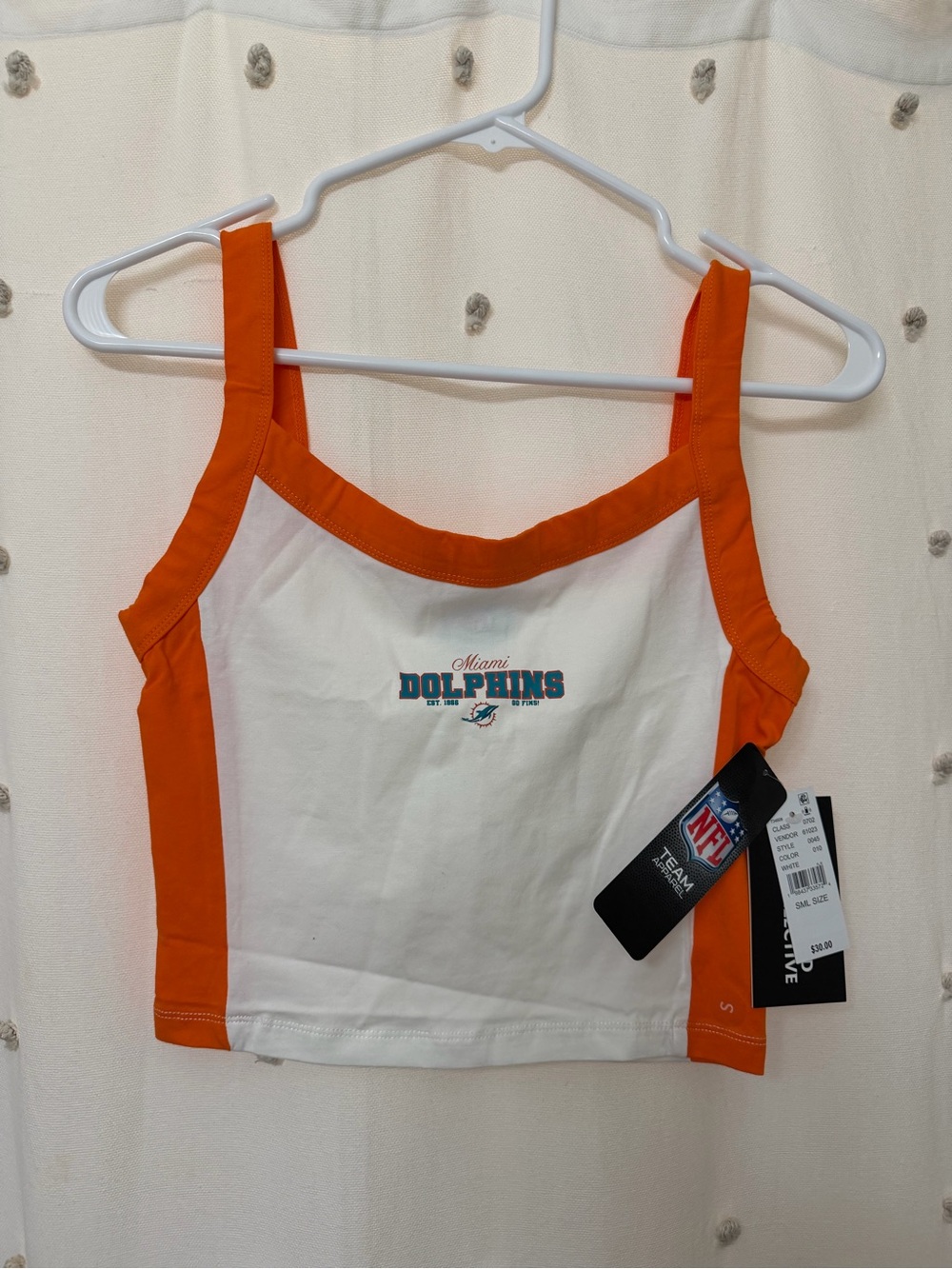 NFL Miami Dolphins White and Orange Cropped Tank